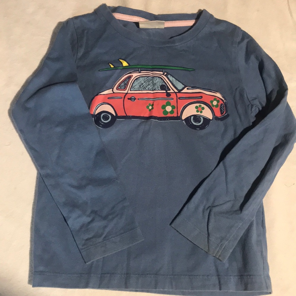 Mini Boden Kids Blue Long Sleeve Shirt with Buggy Design